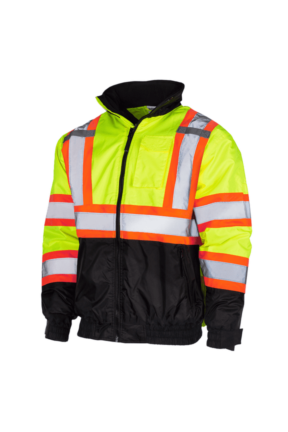 Hi-Vis Safety Bomber Jacket, Two-Toned, ANSI Class 3 (Yellow, 4XL)