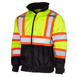 Men's Ansi Class High Visibility Safety Bomber Jacket With