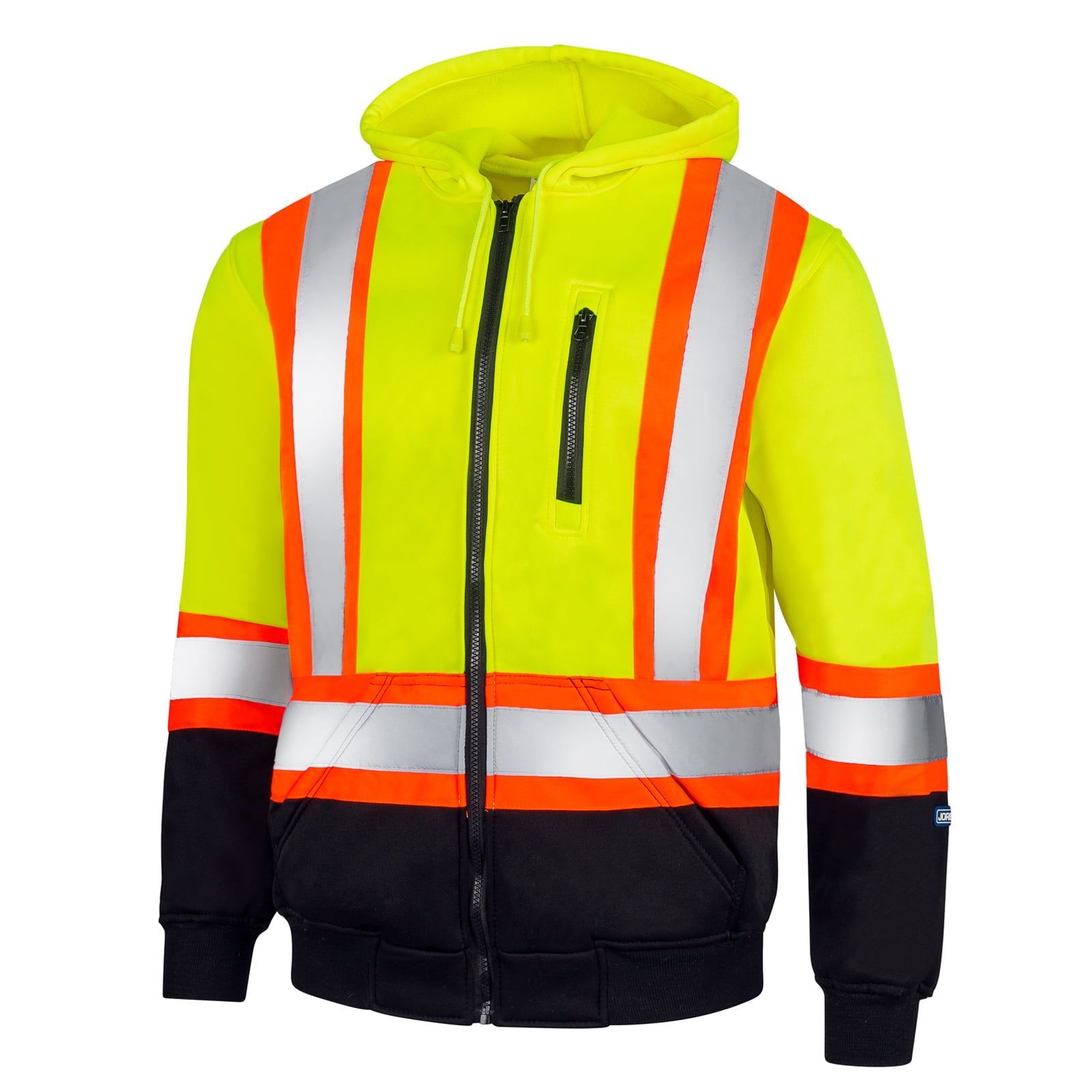 JORESTECH Hi-Vis Safety Full-Zip Hoodie, Two-Toned, ANSI Class (Yellow/ Black, L)
