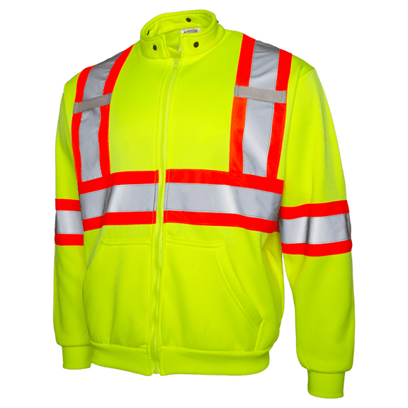 JORESTECH Hi-Vis Safety Full-Zip Hoodie, Two-Toned, ANSI Class 3 (Yellow, L)