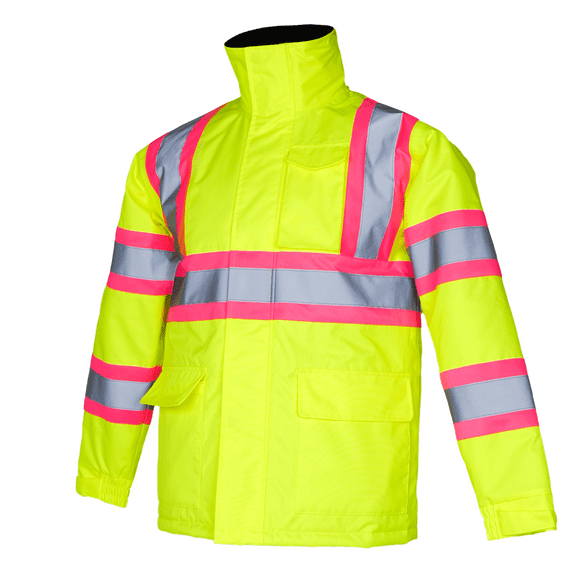 JORESTECH Hi-Vis Safety Jacket, Two-Toned, JK-21 (Yellow/Pink, L)