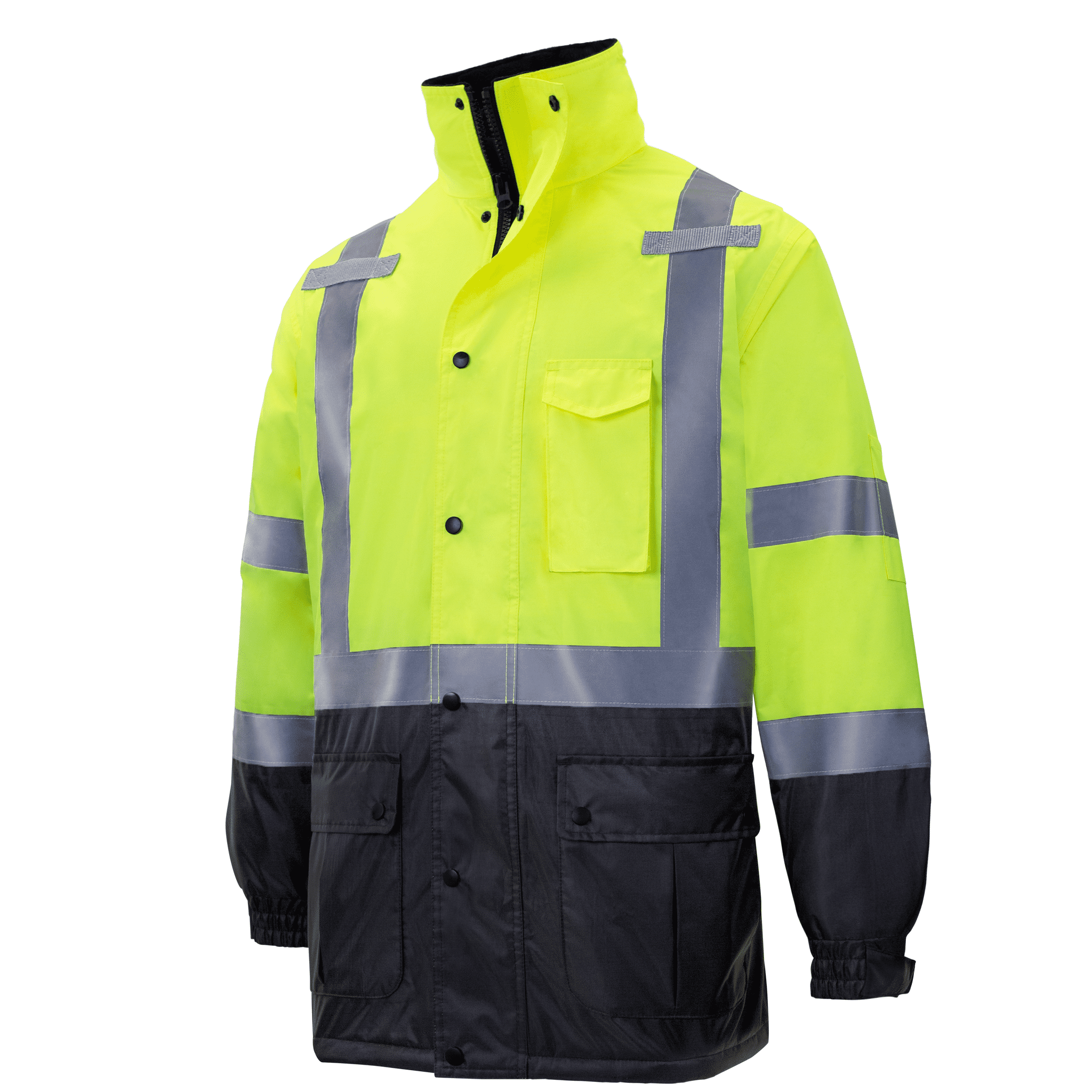 Hi-Vis Safety Parka Jacket, ANSI Class 3 (Yellow/Black, 4XL)