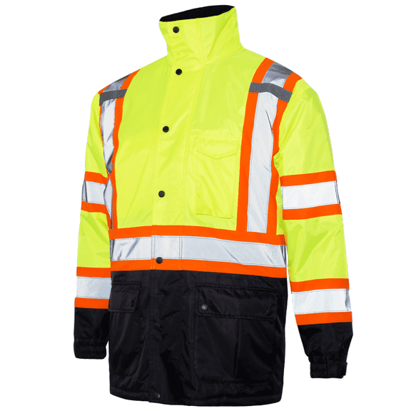 JORESTECH Hi-Vis Safety Parka Jacket, Two-Toned, ANSI Class 3 (Yellow/Black, 4XL)