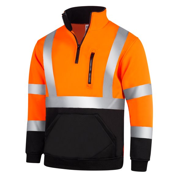 JORESTECH Hi-Vis Safety Quarter-Zip Sweater, ANSI Class 3 (Orange/Black, M)