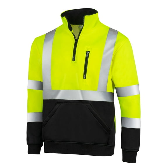 JORESTECH Hi-Vis Safety Quarter-Zip Sweater, ANSI Class 3 (Yellow/Black, L)