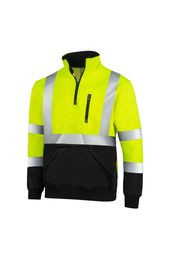 Hi-Vis Safety Quarter-Zip Sweater, ANSI Class 3 (Yellow/Black, M)