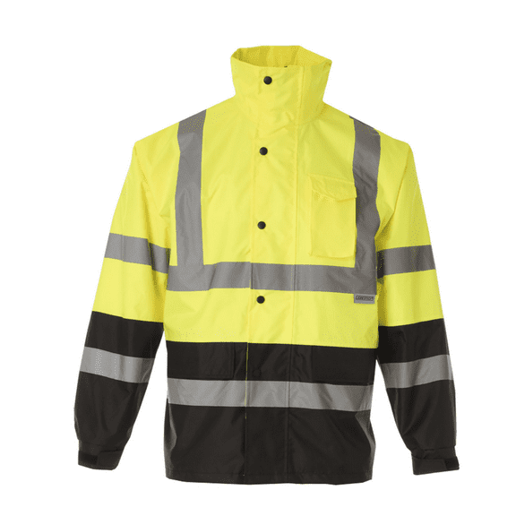 JORESTECH Hi-Vis Safety Rain Jacket, ANSI Class 3 (Yellow/Black, L)