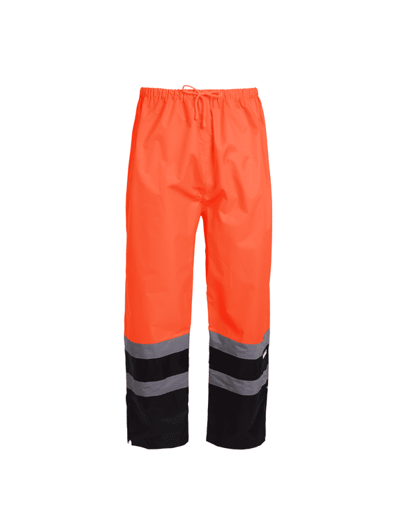 Hi-Vis Safety Rain Pants (Orange/Black, S)