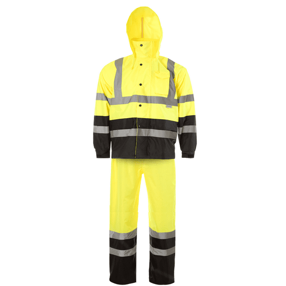 JORESTECH Hi-Vis Safety Rain Set, ANSI Class 3/E (Yellow/Black, XL)