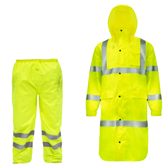 JORESTECH Hi-Vis Safety Rain Set, Coat and Pants (Yellow, L)