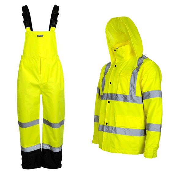 JORESTECH Hi-Vis Safety Rain Set, Jacket and Overalls (Yellow, S)