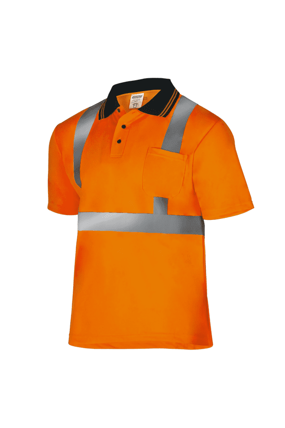 Hi-Vis Short Sleeve Safety Polo Shirt, ANSI Class 2 (Orange, 2XL)