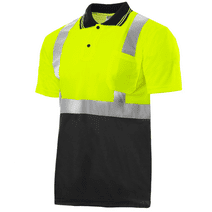 JORESTECH Hi-Vis Short Sleeve Safety Polo Shirt, Two-Toned, ANSI Class 2 (Yellow/Black, L)