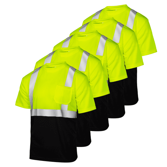 JORESTECH Hi-Vis Short Sleeve Safety Shirt, Two-Toned, ANSI Class 2 (Yellow/Black, 4XL)