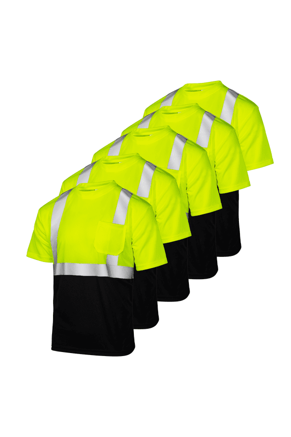 Hi-Vis Short Sleeve Safety Shirt, Two-Toned, ANSI Class 2 (Yellow/Black, L)