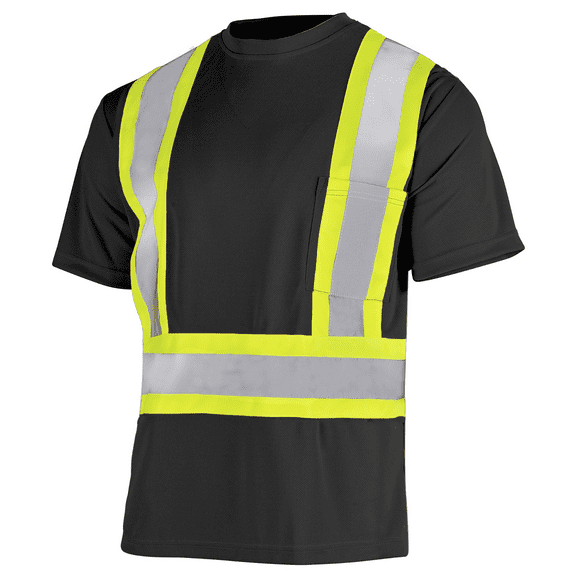 JORESTECH Hi-Vis X-Back, Short-Sleeved, Two-Toned Work Safety T-Shirt, TS-14 (Black, 2XL)