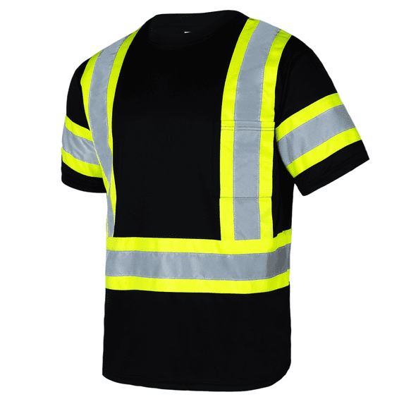 JORESTECH Hi-Vis Short-Sleeved, Two-Toned Work Safety T-Shirt, TS-28 (Black, 3XL)