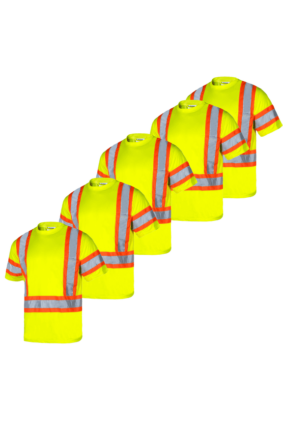 Hi-Vis Short-Sleeved, Two-Toned Work Safety T-Shirt, TS-28 (Yellow, L)