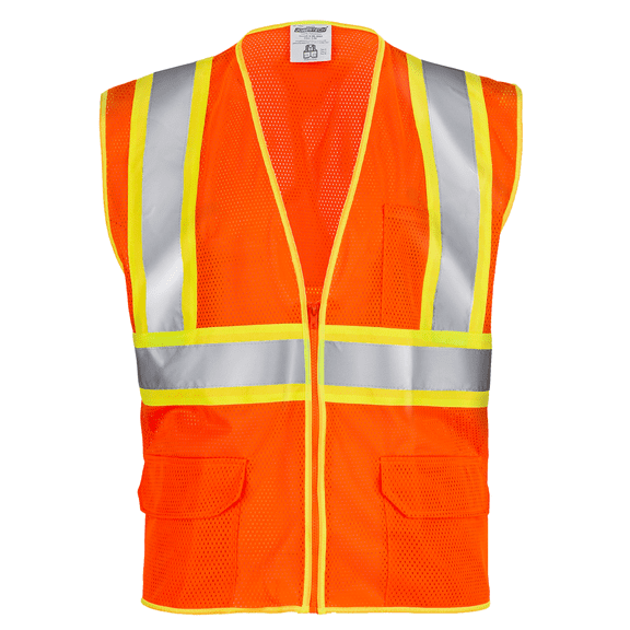 JORESTECH ANSI/ISEA 107-2020 Type R Class 2 Two-Tone High Visibility Safety Vest with Zipper and Pockets
