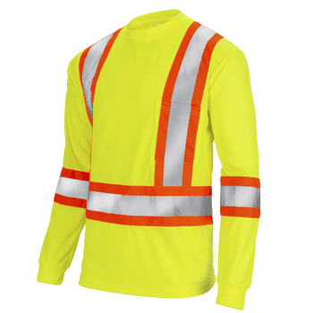 JORESTECH Hi-Vis X-Back, Long-Sleeved, Two-Toned Work Safety T-Shirt, TS-15 (Yellow, L)