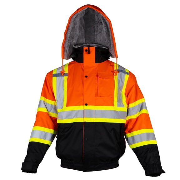 JORESTECH High Visibility Bomber Jacket, ANSI/ISEA 107-2020 Class 3 Reflective X-Back Safety Jacket with Sherpa Lining