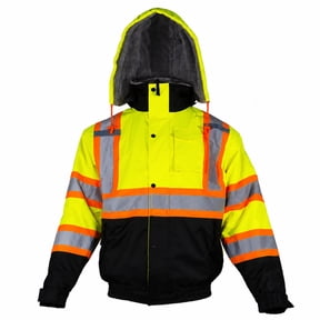 JORESTECH High Visibility Bomber Jacket, ANSI/ISEA 107-2020 Class 3 Reflective X-Back Safety Jacket with Sherpa Lining
