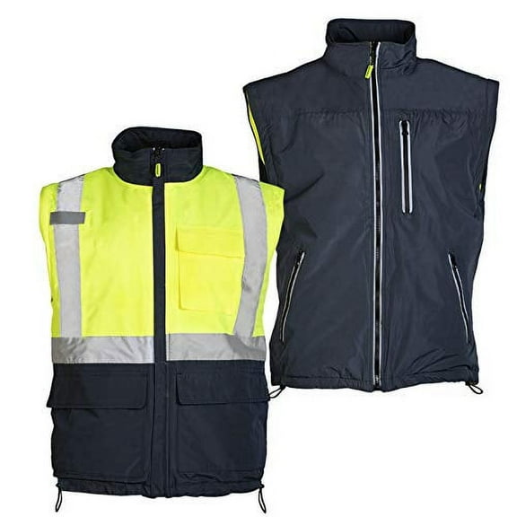 JORESTECH High Visibility Reversible Safety Jacket with Removable Sleeves for PPE