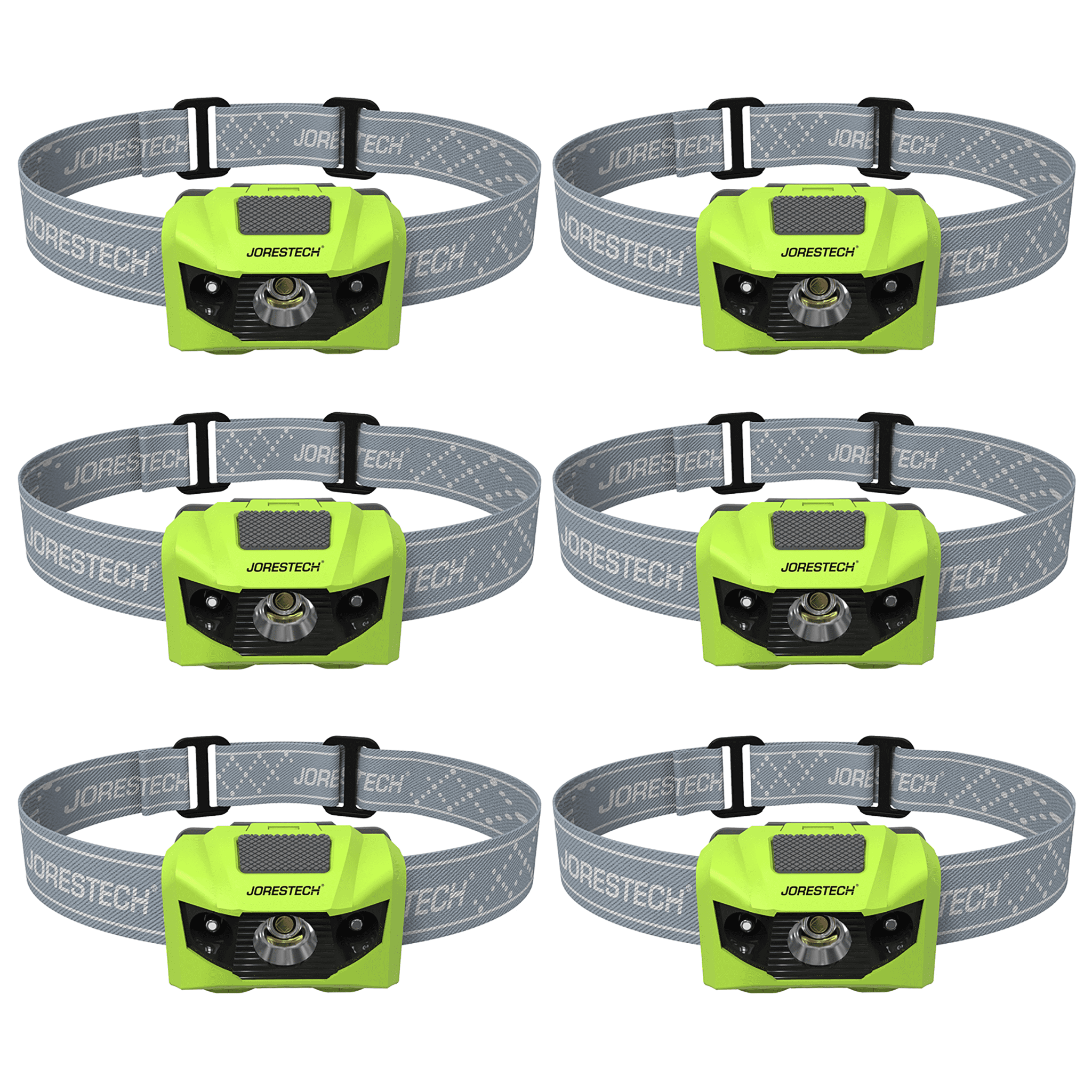 JORESTECH LED Water Resistant Headlamp Flashlight (Lime, 6 Units)