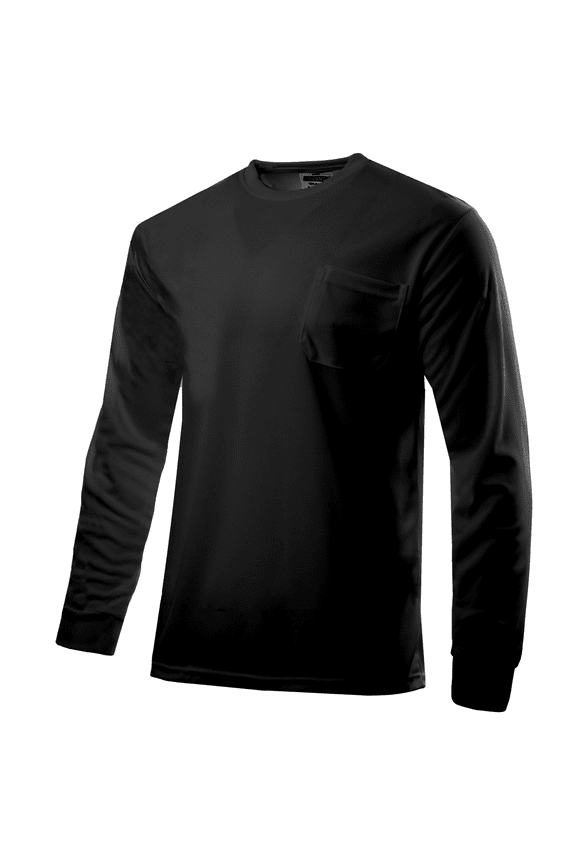 Hi-Vis Long-Sleeved Work Safety T-Shirt, TS-06 (Black, L)
