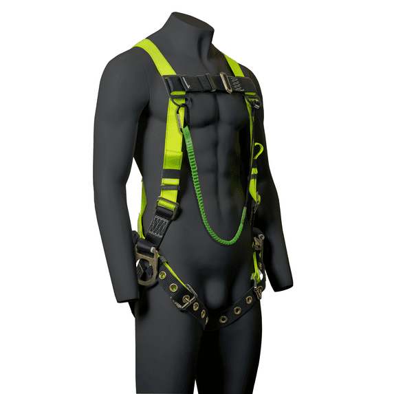 JORESTECH Safety Bundle Full Body Harness 3 D-Rings, Grommets, and Tool Tether with Shock Absorption 15lbs Weight Capacity
