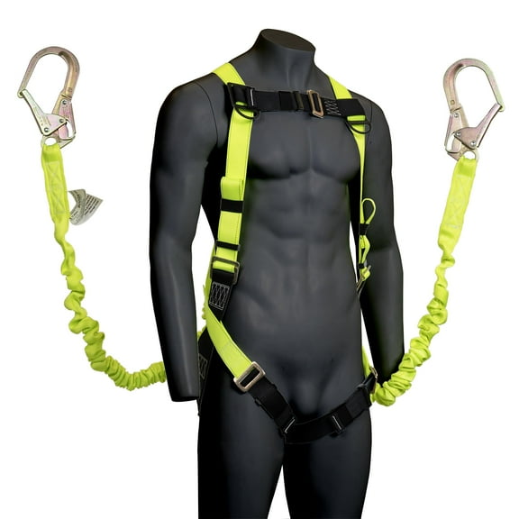 JORESTECH Safety Full Body Harness with 6-Foot Safety Lanyard Fall Protection (Dual Leg), HARN-01-LY-04