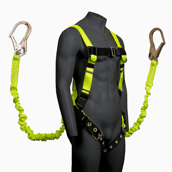 JORESTECH Safety Full Body Harness with 6-Foot Safety Lanyard Fall Protection (Dual Leg), HARN-02-LY-04