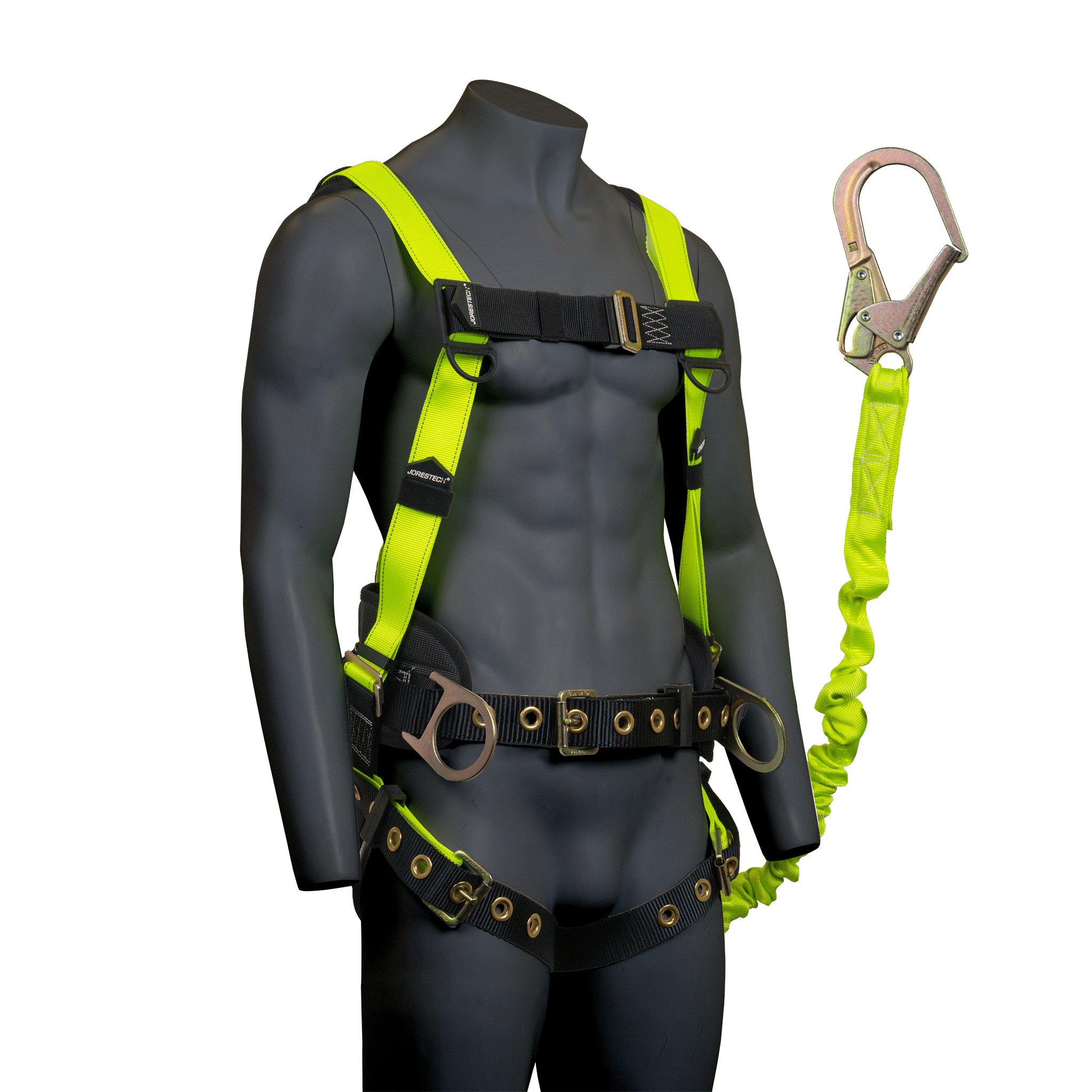 JORESTECH Safety Full Body Harness with Back D-Ring, ANSI, Padding and 6-Foot Safety Lanyard Fall Protection (Single Leg), HARN-05-LY-03