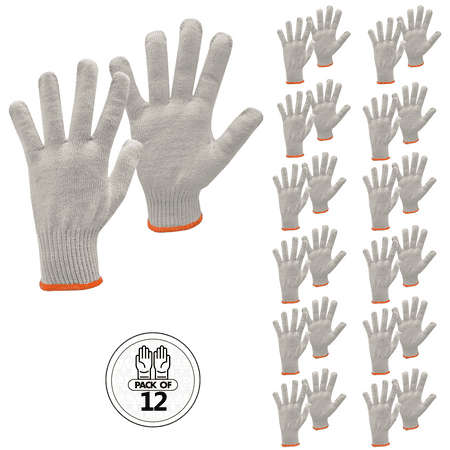 JORESTECH Cotton Knit Work Gloves, Multi-Purpose String Knit Safety Gloves for Construction, Warehouse, and General Use