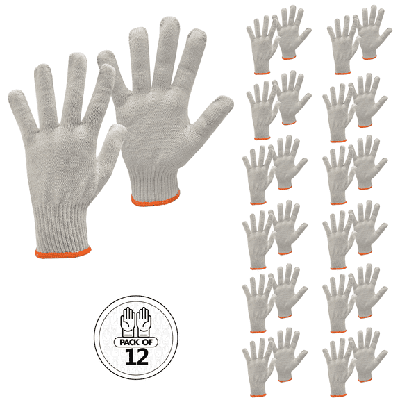 JORESTECH Cotton Knit Work Gloves, Multi-Purpose String Knit Safety Gloves for Construction, Warehouse, and General Use