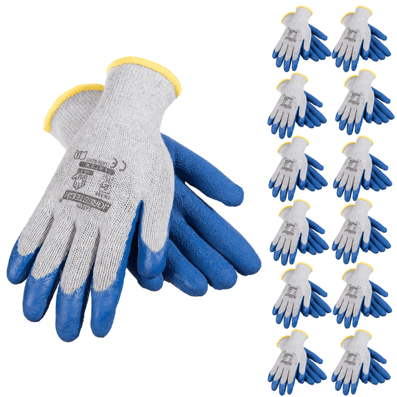 JORESTECH Safety Multi-Purpose Palm Dipped Work Gloves, Crinkle Latex Coated, GD-07 (XL, 12 Units)