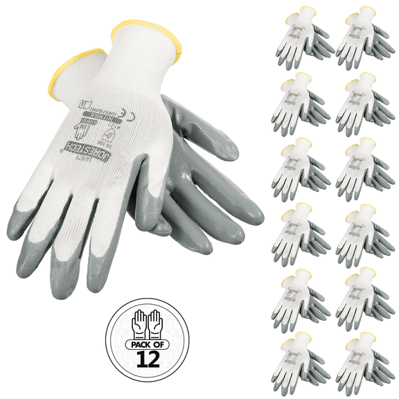 JORESTECH Safety Multi-Purpose Palm Dipped Work Gloves, Nitrile Coated, GD-01 (XL, 12 Units)