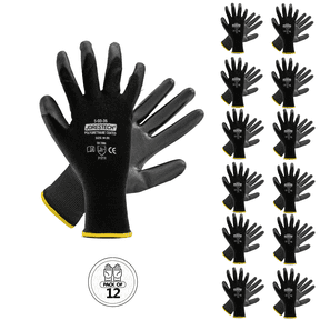 Jorestech PU Coated Work Gloves with Lightweight Polyester Liner, EN 388 3121X, 12-Pair Pack