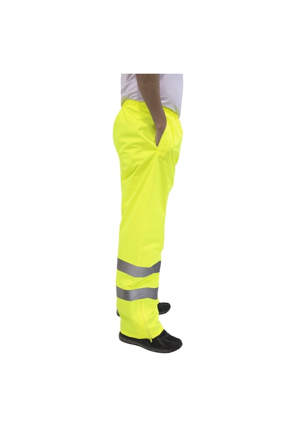 Safety Rain Pants (L) Heavy Duty Reflective High Visibility Yellow/Lime ANSI Class E