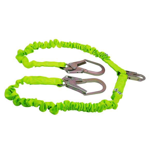JORESTECH Twin Leg Internal Shock-Absorbing Lanyard with Snap Hook and Scaffolding Hook