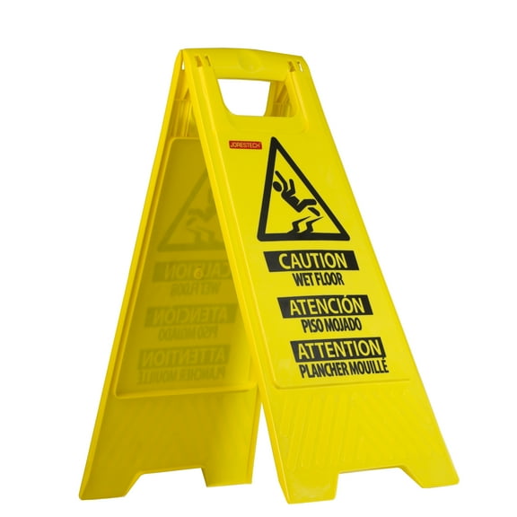 JORESTECH Two-Sided Folding Floor Safety Multi-Lingual Sign – “Wet Floor” (1 Unit)