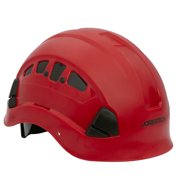 JORESTECH Ventilated Safety Rescue Helmet with Adjustable Ratchet 6-Point Suspension, HHAT-04 (Red)