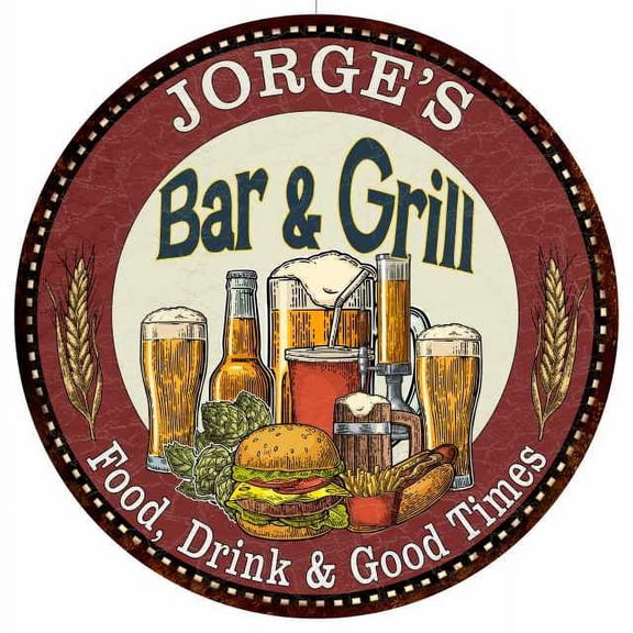 JORGE'S Bar and Grill 12" Round Metal Sign Kitchen Wall Decor 200120020187