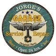 thumbnail image 1 of JORGE'S Garage 14" Round Metal Sign Man Cave Home Wall Decor 100140027189, 1 of 1