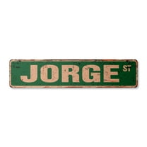 JORGE Vintage Aluminum Street Sign Childrens Name Room Metal Sign rustic metal tin | Indoor/Outdoor | 24" Wide
