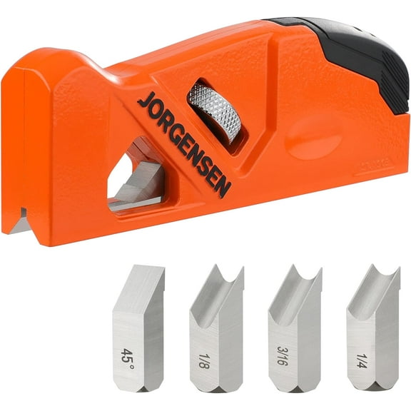JORGENSEN Chamfer Plane, Edge Corner Plane with 4 Cutter Heads, Storage Space - Hand Plane for Woodworking, Professional Carpenter Woodworking Tools for Edge Trimming of Wood, Edge Corner Flattening