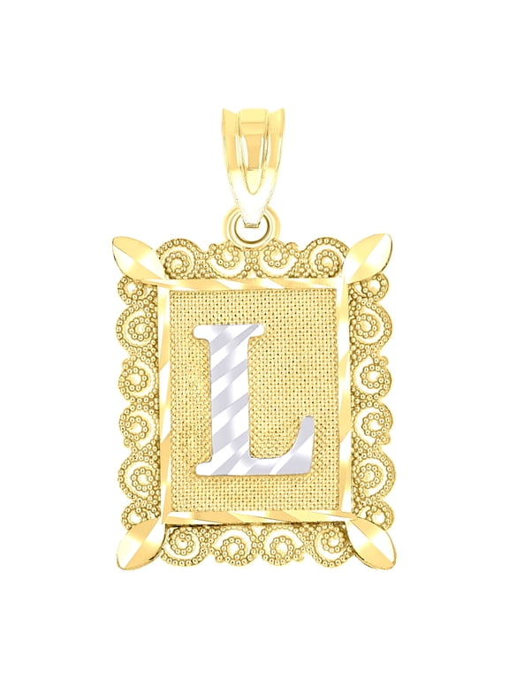 Initial Letter Alphabet L Charms Pendants 10k, Gold