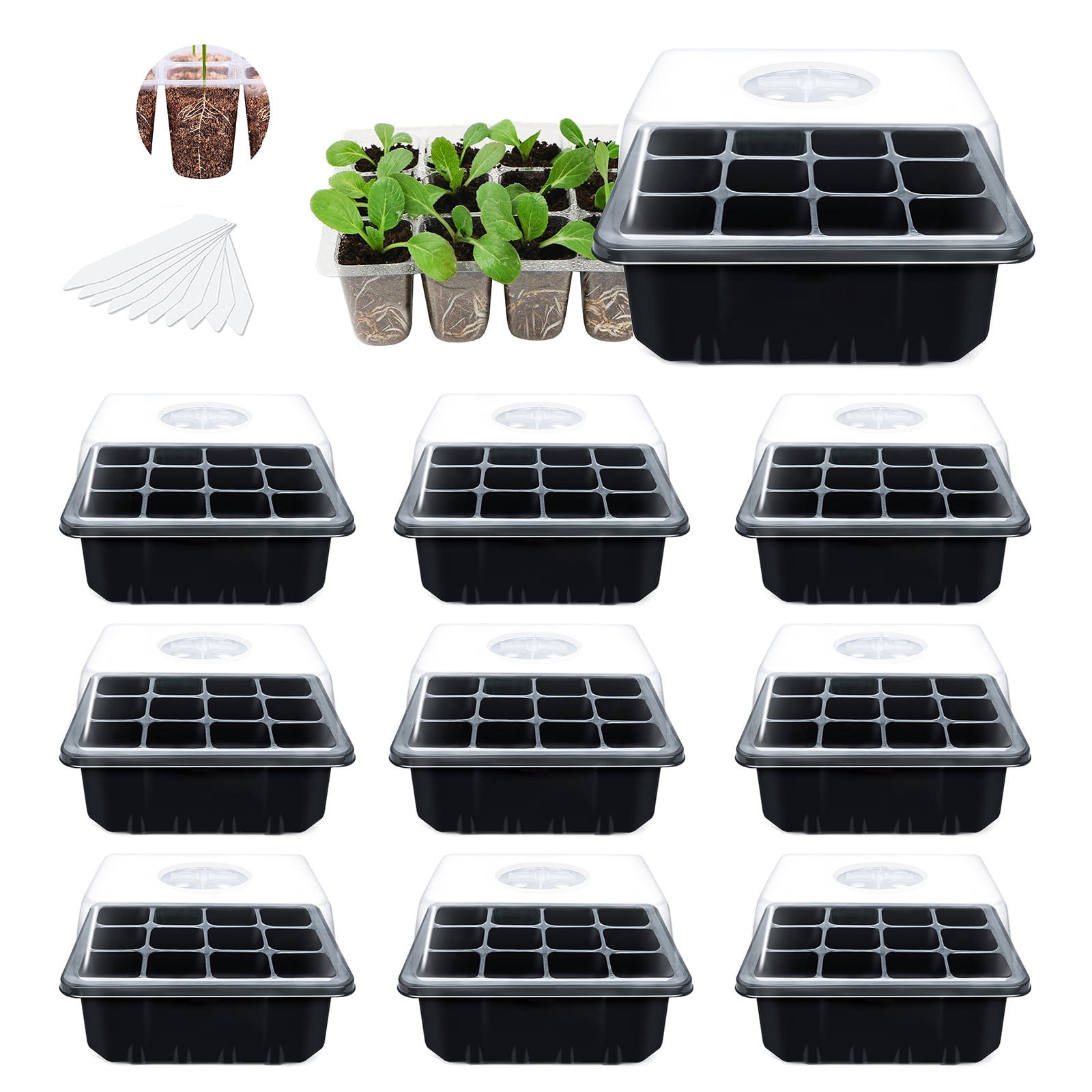 JORKING 10 Packs Seed Starter Trays with Humidity Dome
