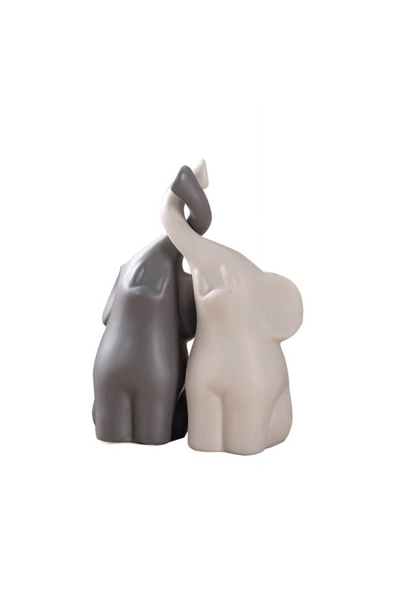 Creative Decoration Home Decor Animal Ornament Ceramics Crafts Art Figurines (Twin Elephant)