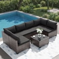 thumbnail image 1 of JORVIMAX 7 Piece Patio Furniture Set Outdoor Conversation Sets All-Weather Brown Rattan Wicker Patio Sectional Sofa with Cushions Black, 1 of 8